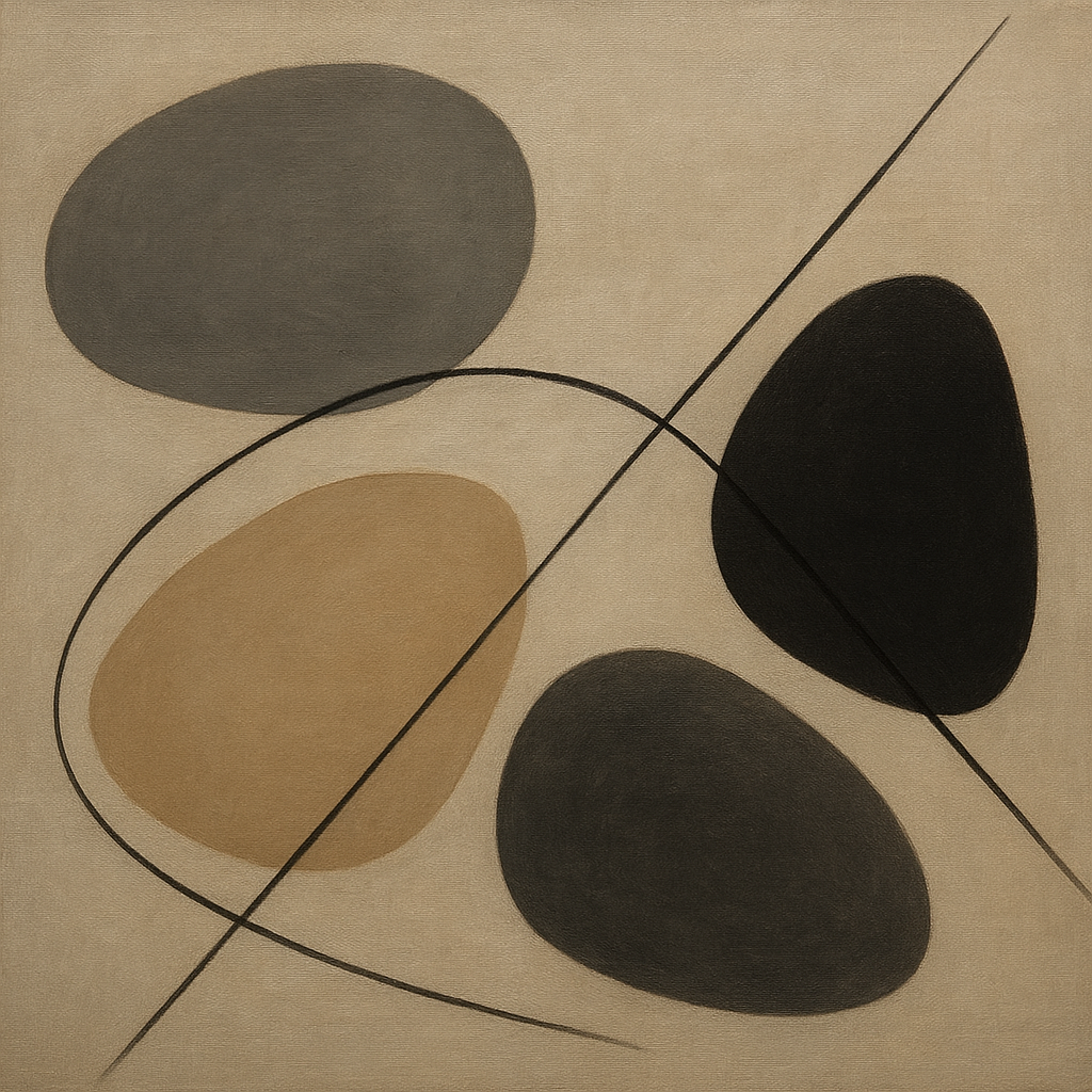 Organic Pebble Contours & Slanted Lines No. 10 Oil Painting 100% Hand Painted Oil on Belgian Linen Canvas, Original Fine Art Wall Decor