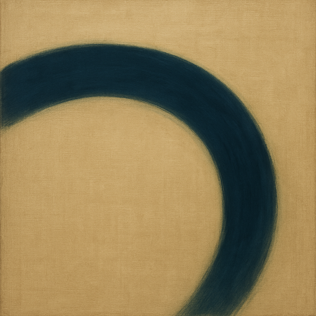 Navy Indigo & Warm Sand Sweep No. 2 - Modern Fine Art Oil Painting - View 1