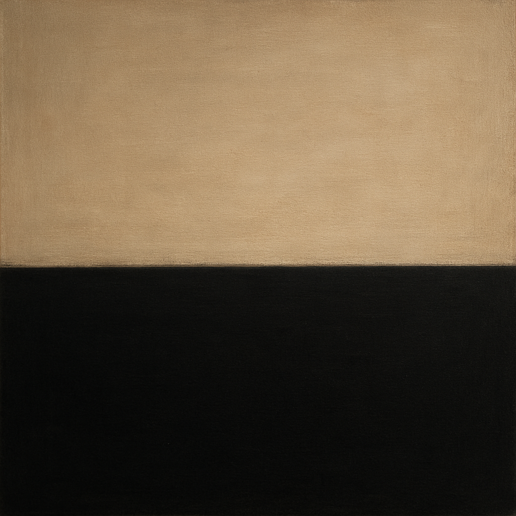 Onyx & Warm Biscuit Horizon No. 9 - Modern Fine Art Oil Painting - View 1