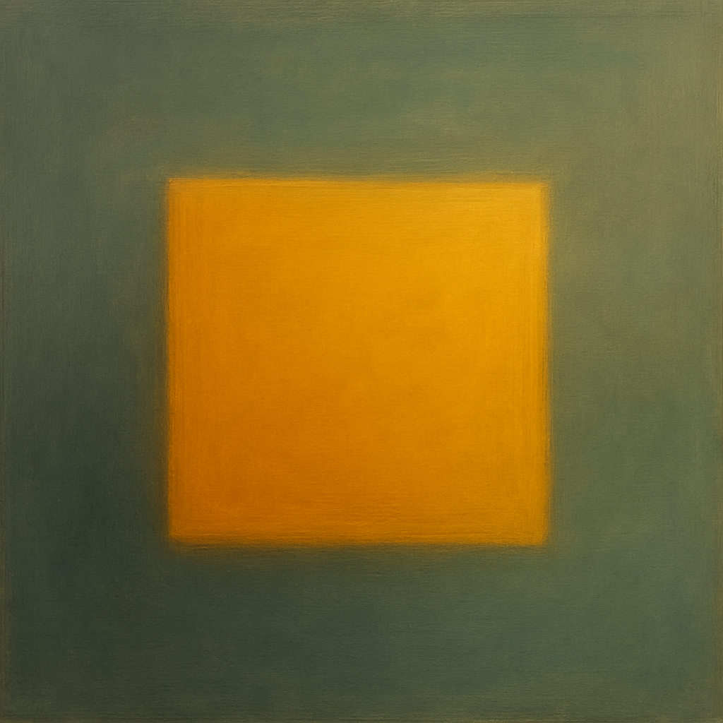 Cadmium Amber & Slate Grey Block No. 10 - Modern Fine Art Oil Painting - View 1
