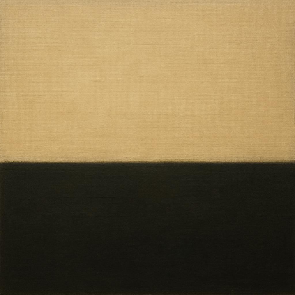 Onyx & Warm Biscuit Horizon No. 9 - Modern Fine Art Oil Painting - View 1