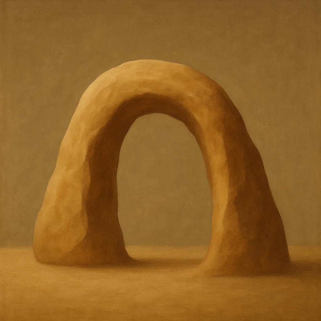 Warm Beige Travertine Arch No. 1 - Modern Fine Art Oil Painting - View 1