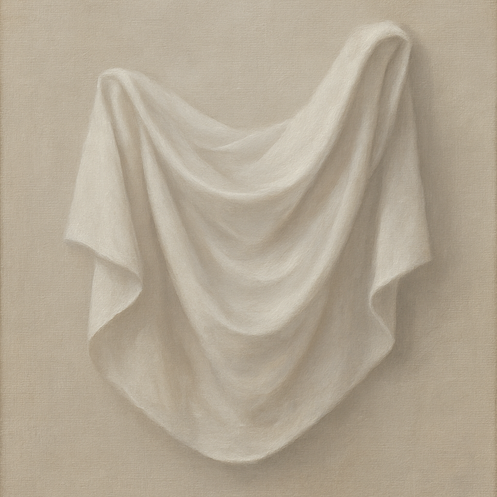 Alabaster Linen Texture Fold No. 4 - Modern Fine Art Oil Painting - View 1