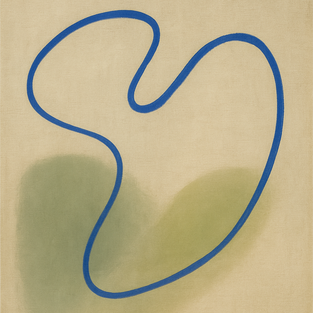 Cobalt Blue & Pale Oat Contour No. 8 - Modern Fine Art Oil Painting - View 1