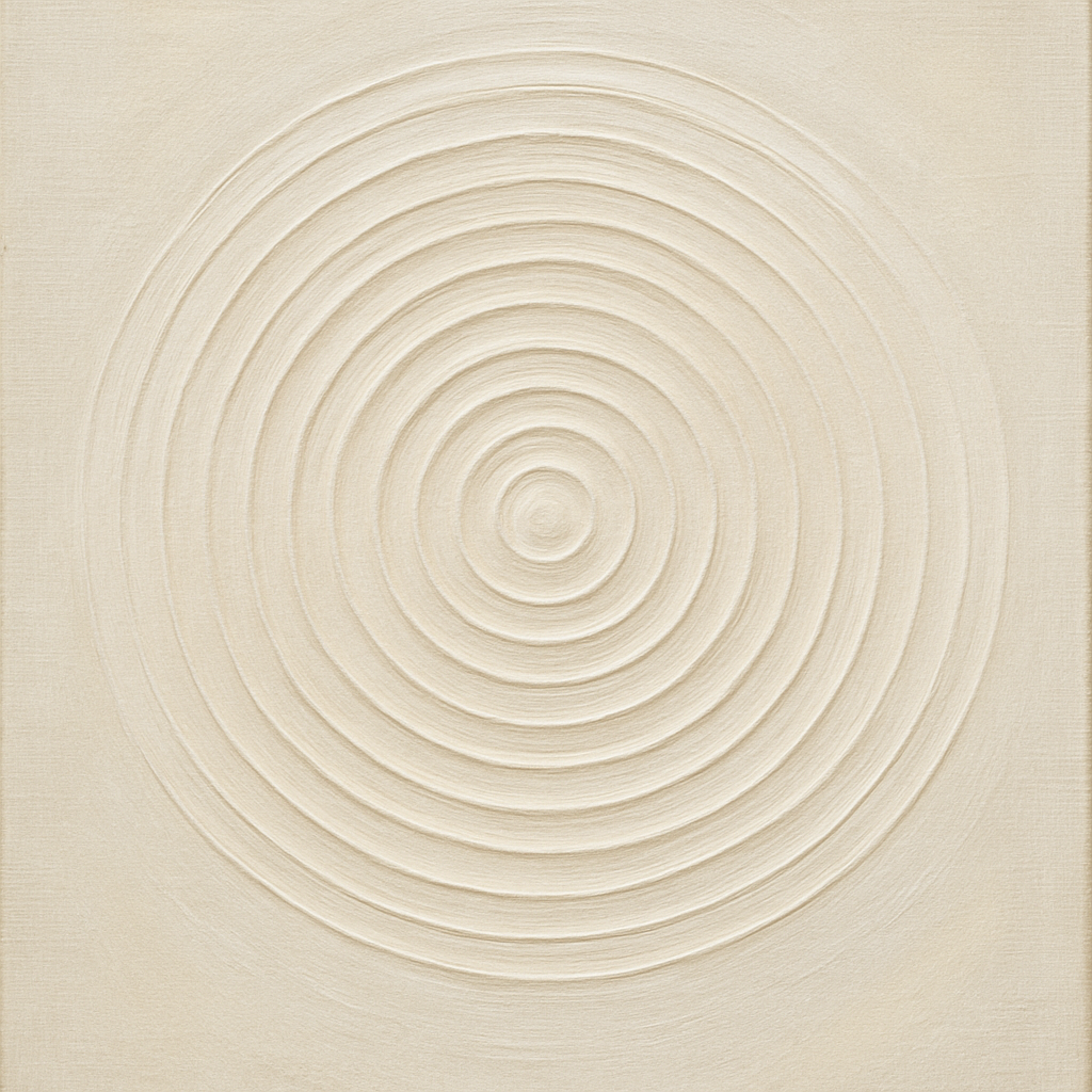 Concentric Zen Circles in Ivory No. 8 - Modern Fine Art Oil Painting - View 1