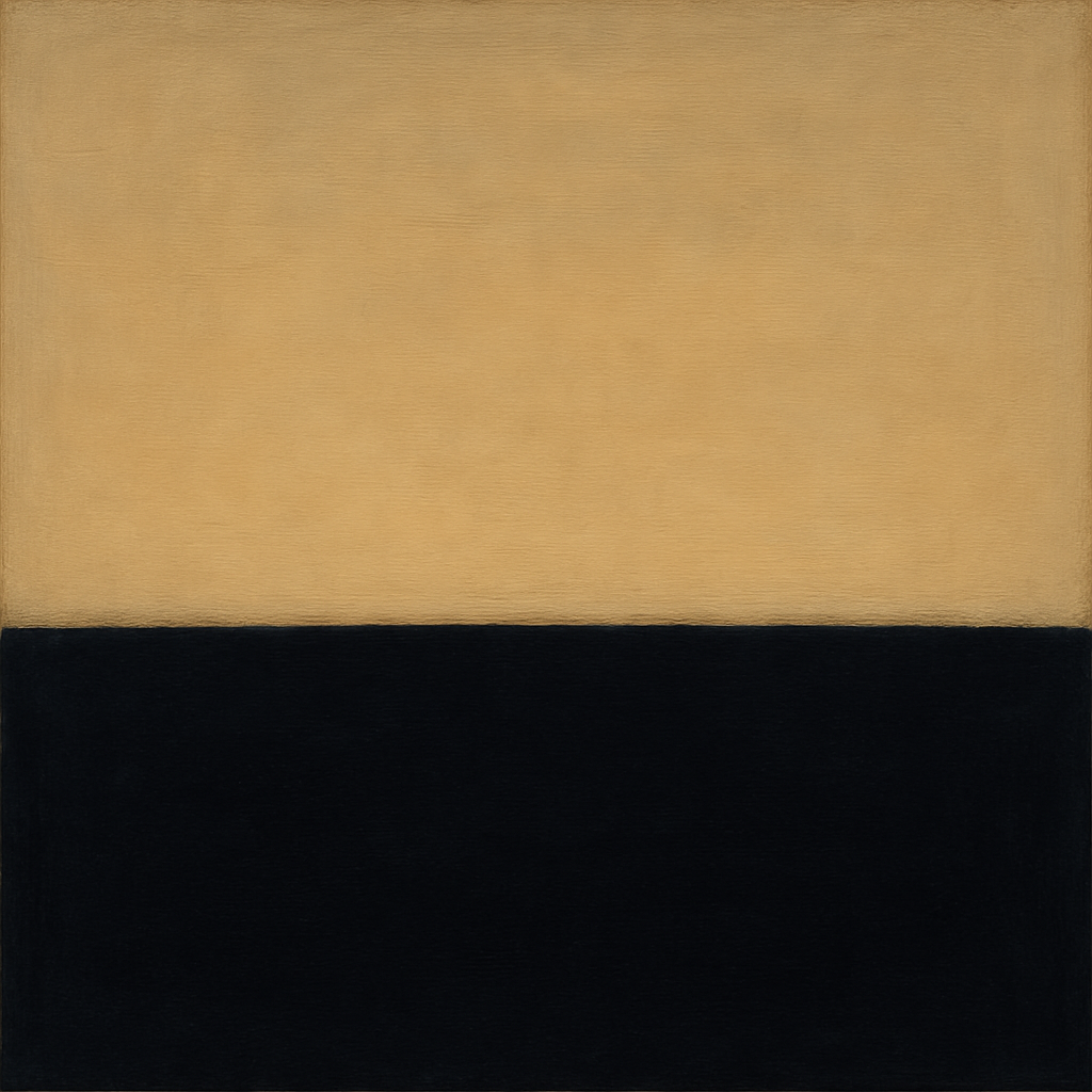 Onyx & Warm Biscuit Horizon No. 9 - Modern Fine Art Oil Painting - View 1