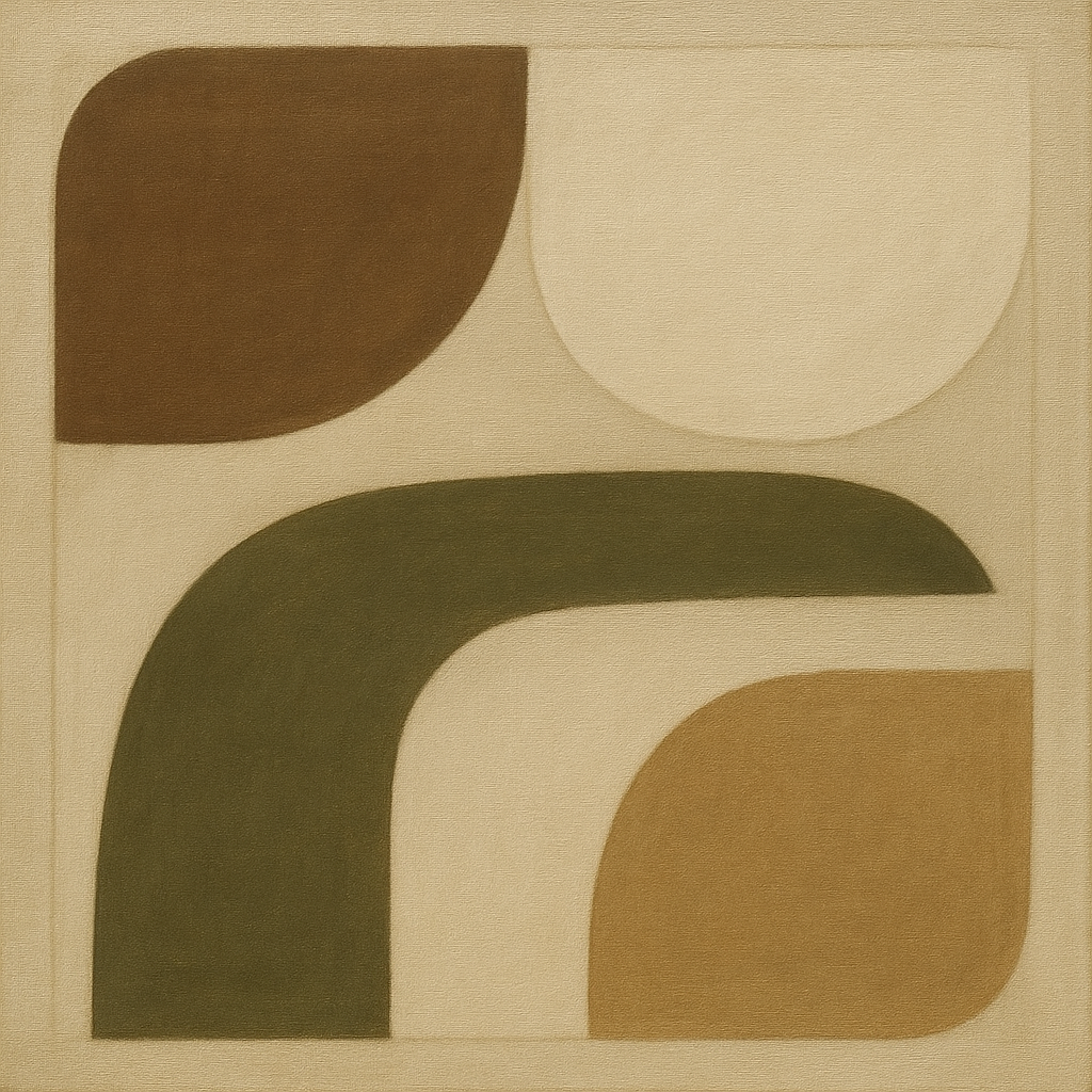 Minimalist Asymmetrical Balance in Raw Umber No. 17 Oil Painting - View 1