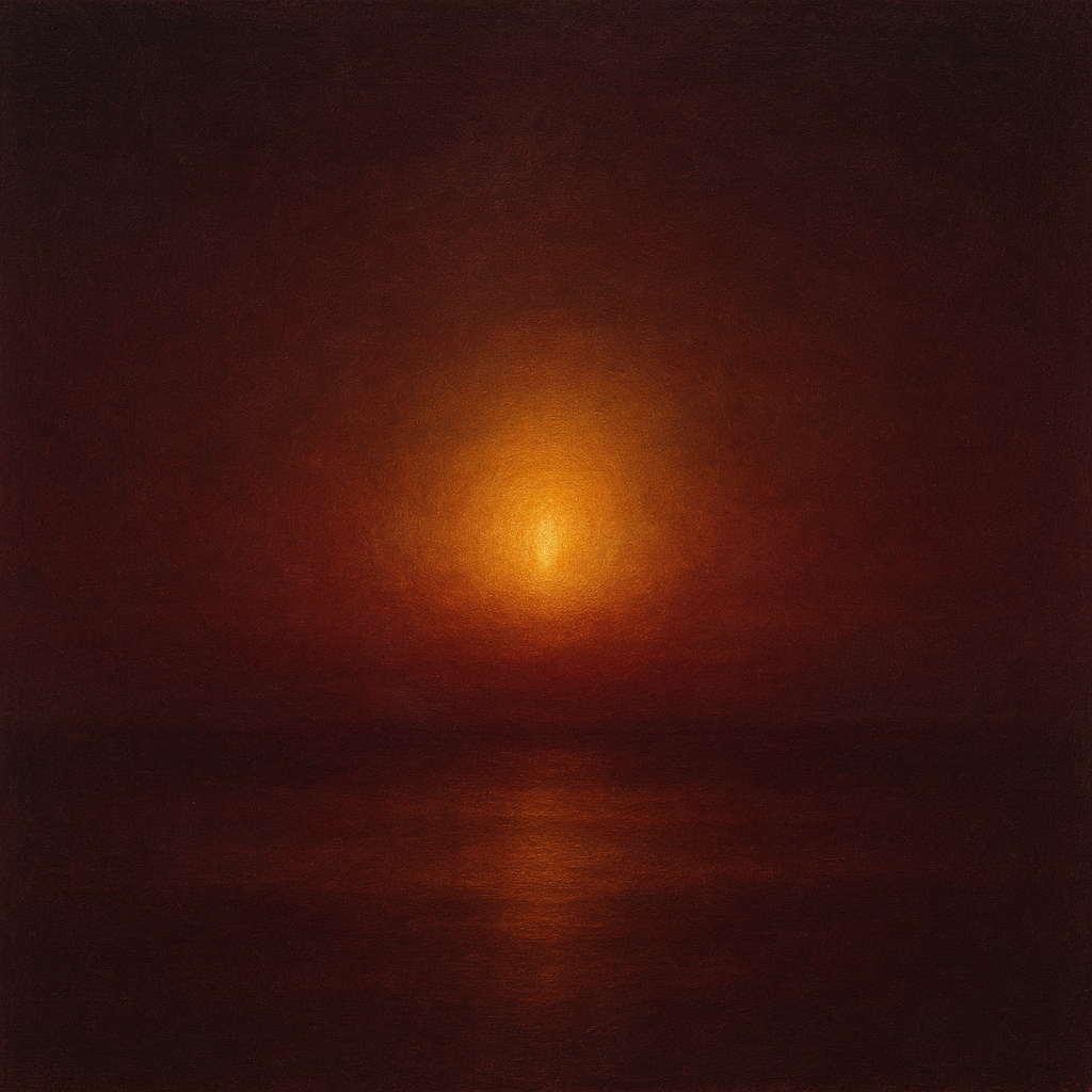 Deep Garnet & Amber Candlelight Horizon No. 10 Oil Painting - View 1