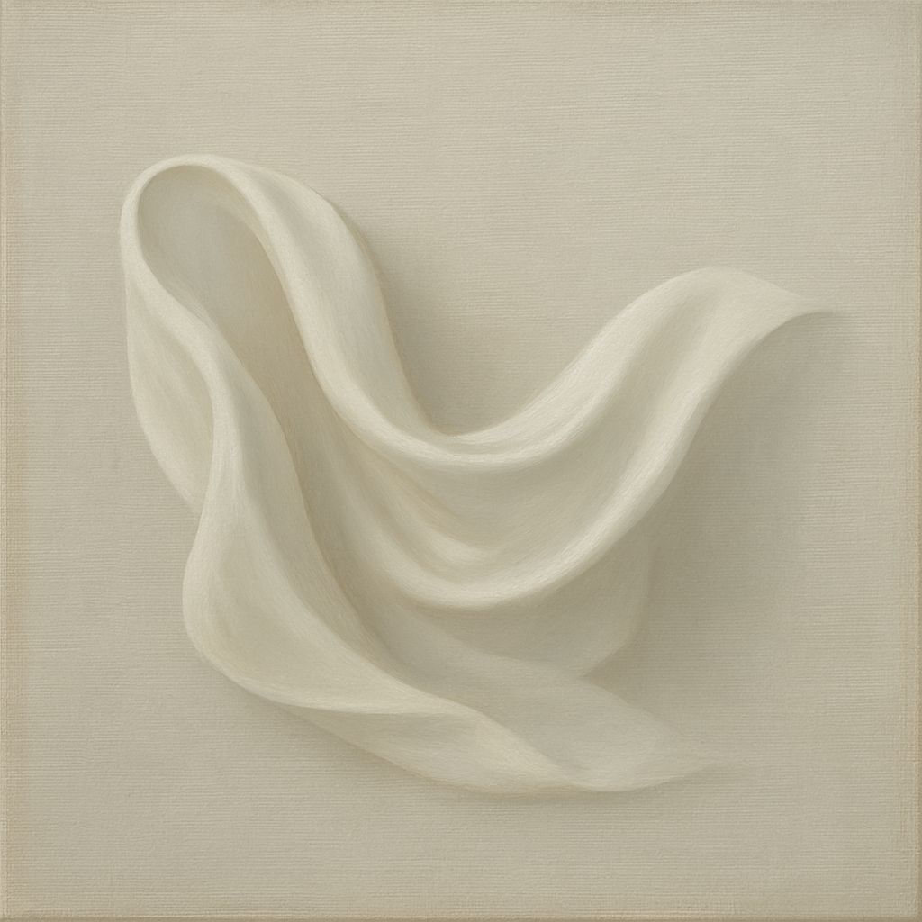 Alabaster Linen Texture Fold No. 4 - Modern Fine Art Oil Painting - View 1