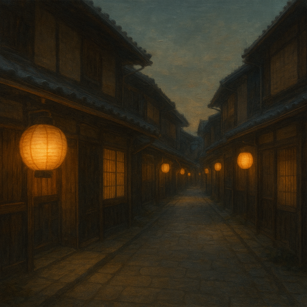 Old Kyoto Gion Alley in Soft Lantern Light No. 27 Oil Painting 100% Hand Painted Oil on Belgian Linen Canvas, Original Fine Art Wall Decor