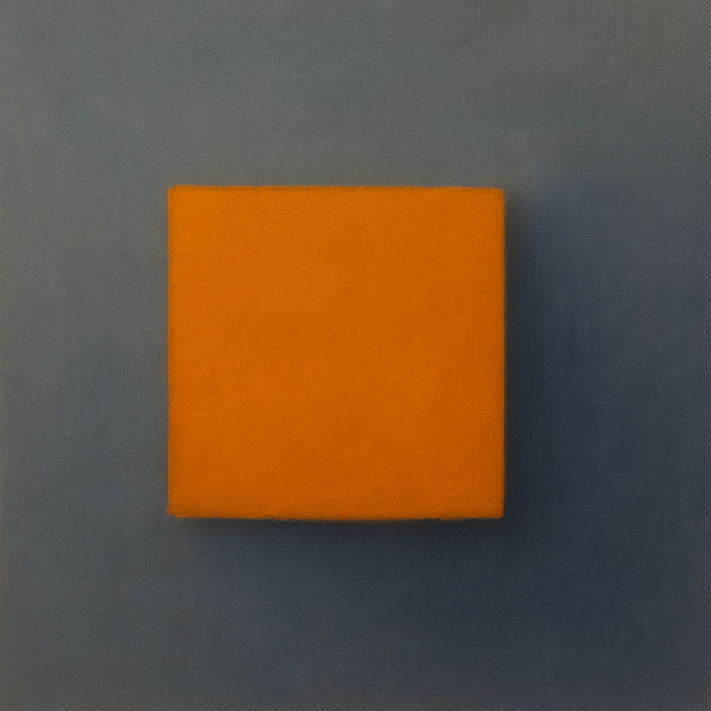 Cadmium Amber & Slate Grey Block No. 10 - Modern Fine Art Oil Painting - View 1