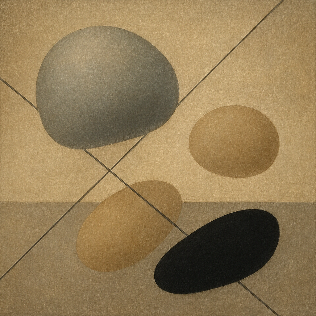 Organic Pebble Contours & Slanted Lines No. 3 Oil Painting - View 1