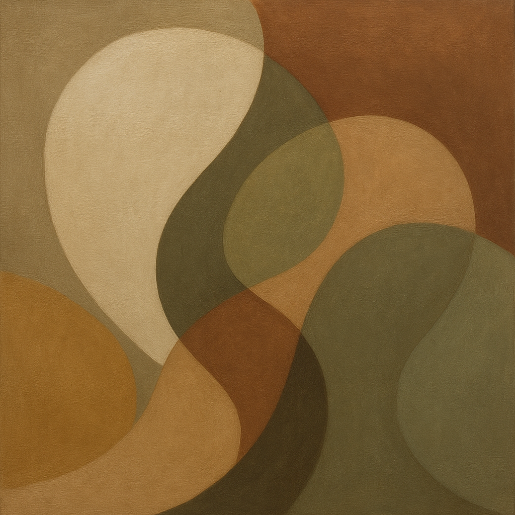 Organic Curved Shapes in Neutral Earth Pigments No. 7 Fine Art Oil Painting - View 1