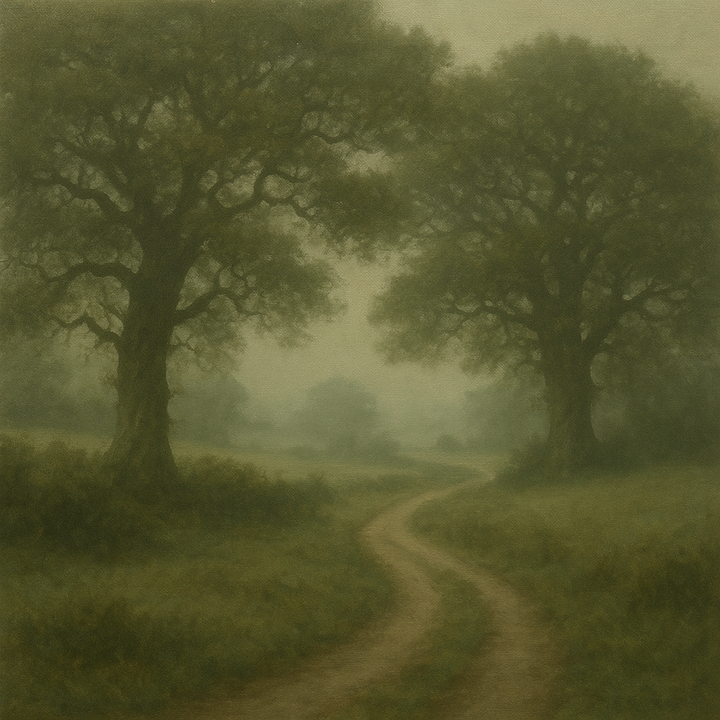 Misty English Countryside Lane No. 10 Oil Painting 100% Hand Painted Oil on Belgian Linen Canvas, Original Fine Art Wall Decor
