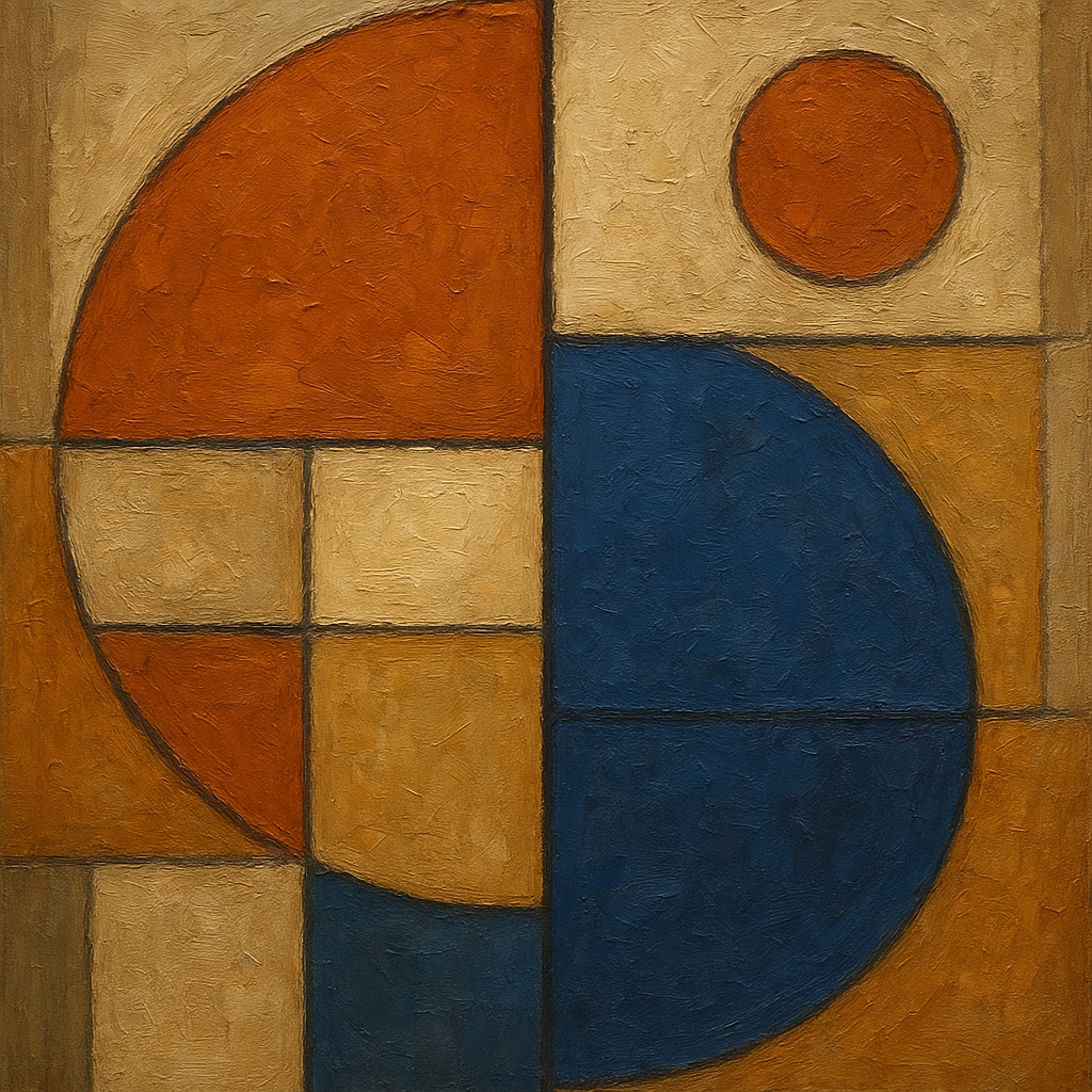 Bauhaus Quadrant Study Geometric Oil Painting - View 1
