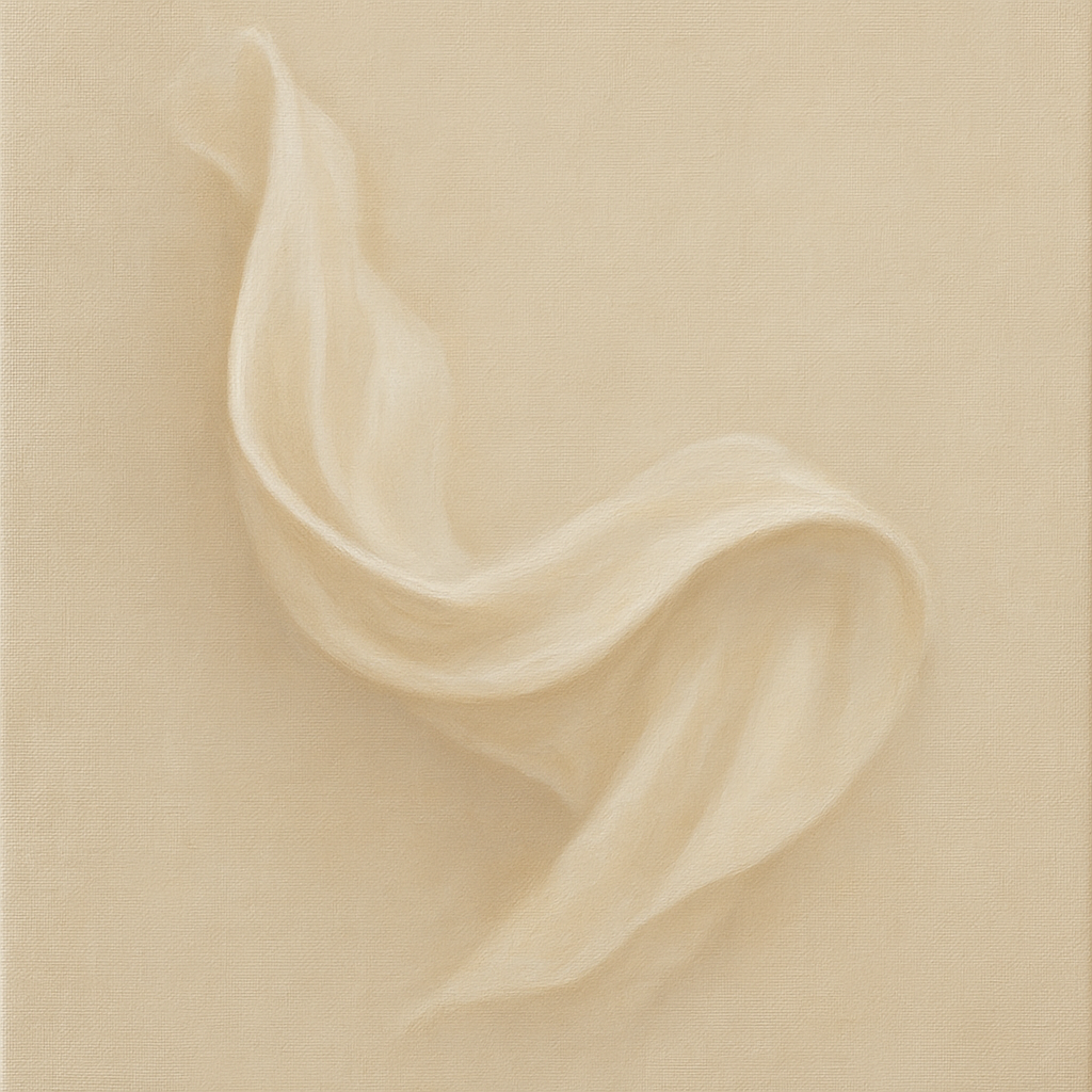 Alabaster Linen Texture Fold No. 4 - Modern Fine Art Oil Painting - View 1