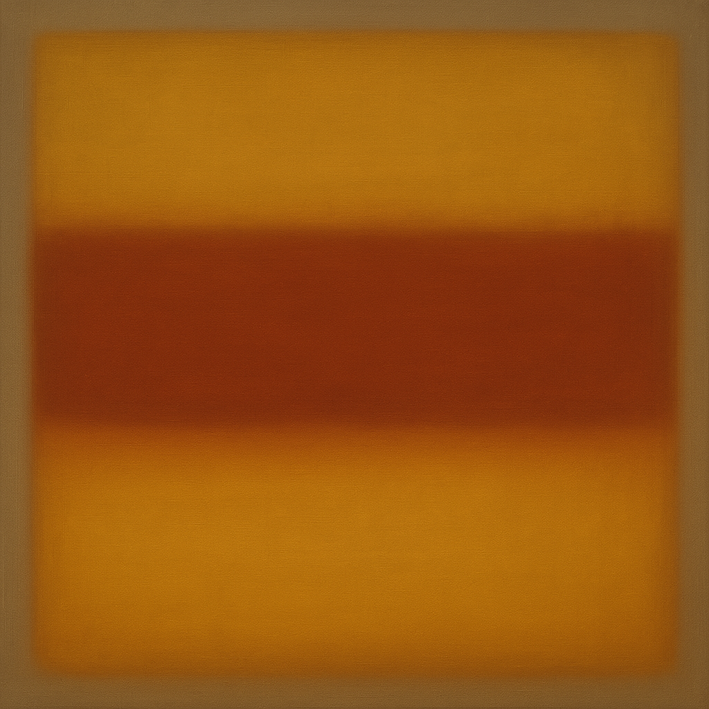 Luminous Ochre & Terracotta Horizon Color Field No. 12 Oil Painting 100% Hand Painted Oil on Belgian Linen Canvas, Original Fine Art Wall Decor