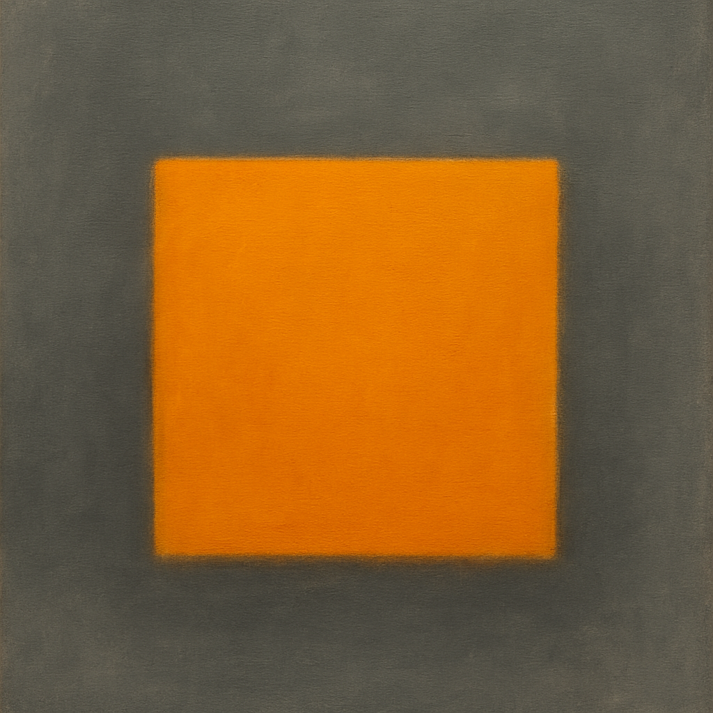Cadmium Amber & Slate Grey Block No. 10 - Modern Fine Art Oil Painting - View 1