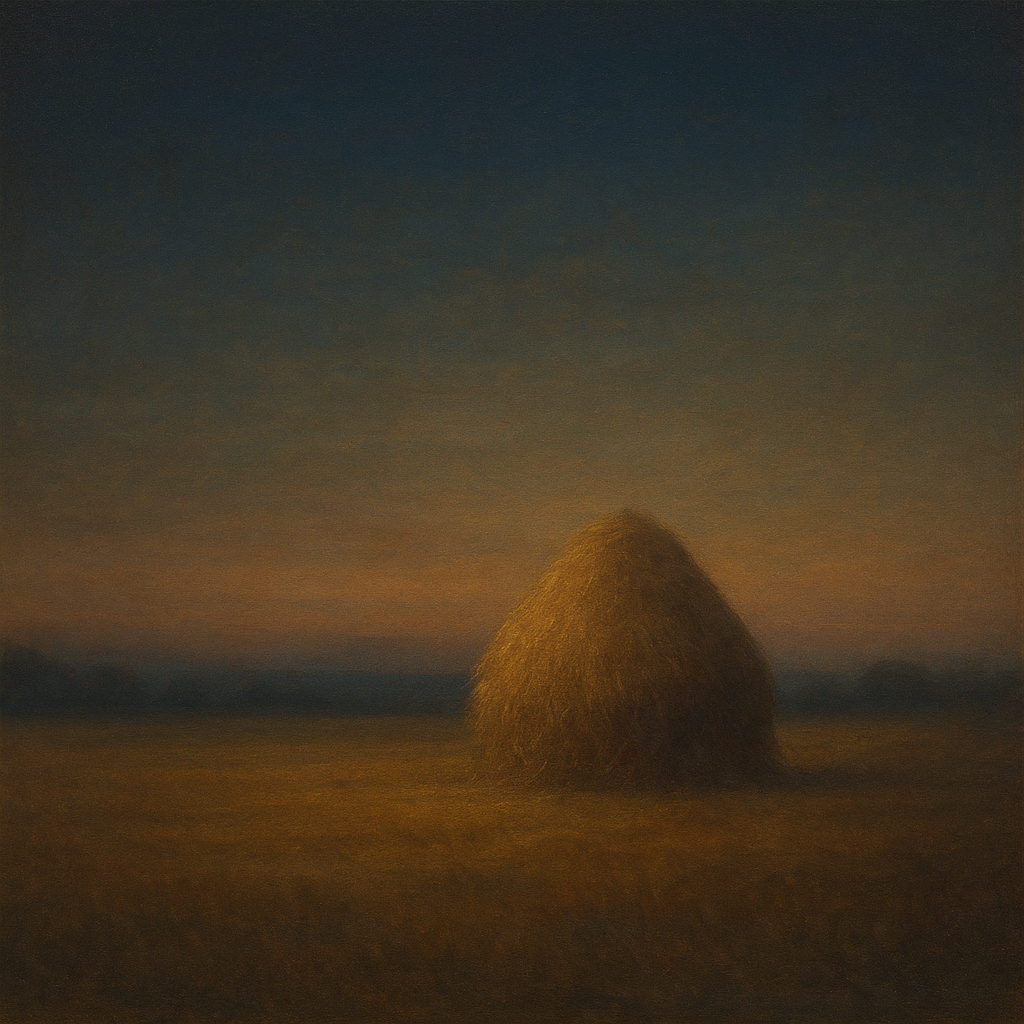 Dusk Horizon over Weathered Haystack No. 6 Oil Painting - View 1