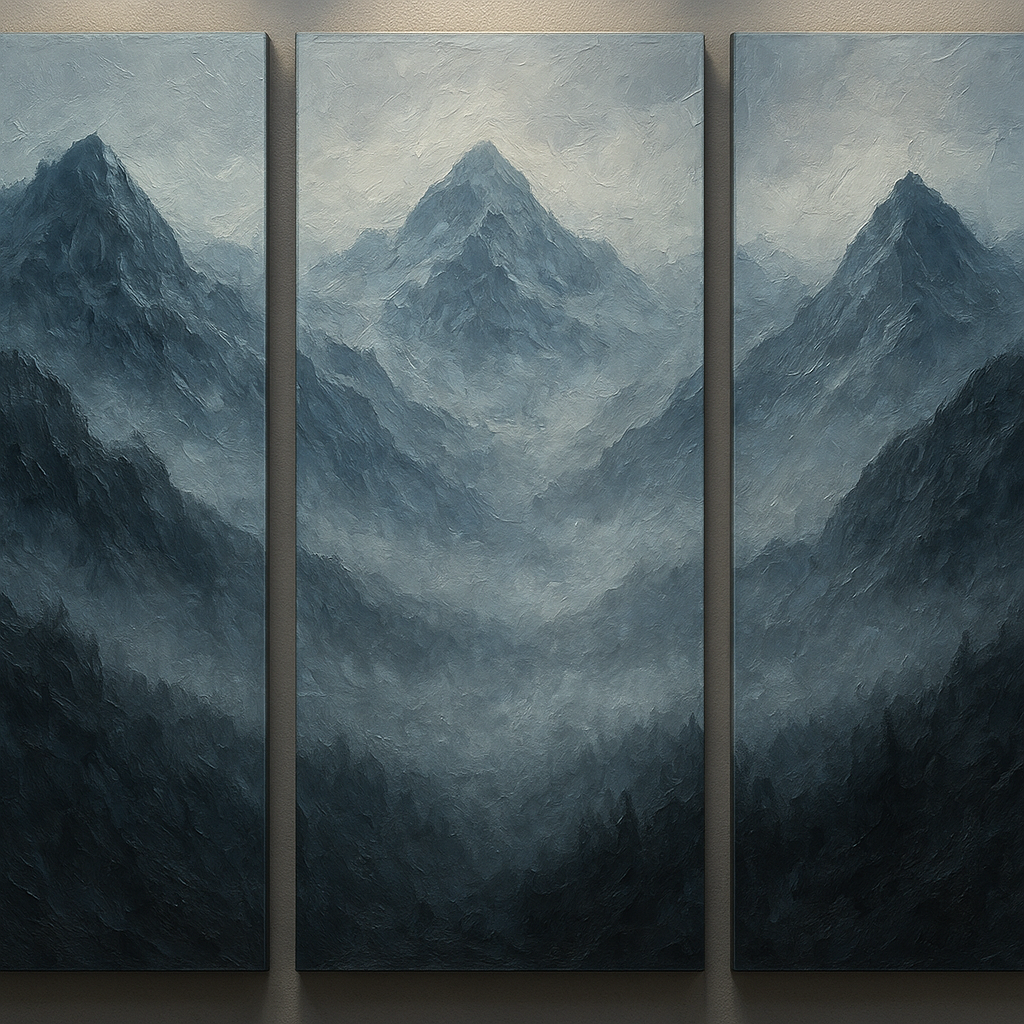 Alpine Mist Triptych Masterpiece No. 3 Oil Painting - 100% Hand-Painted Master Oil Painting