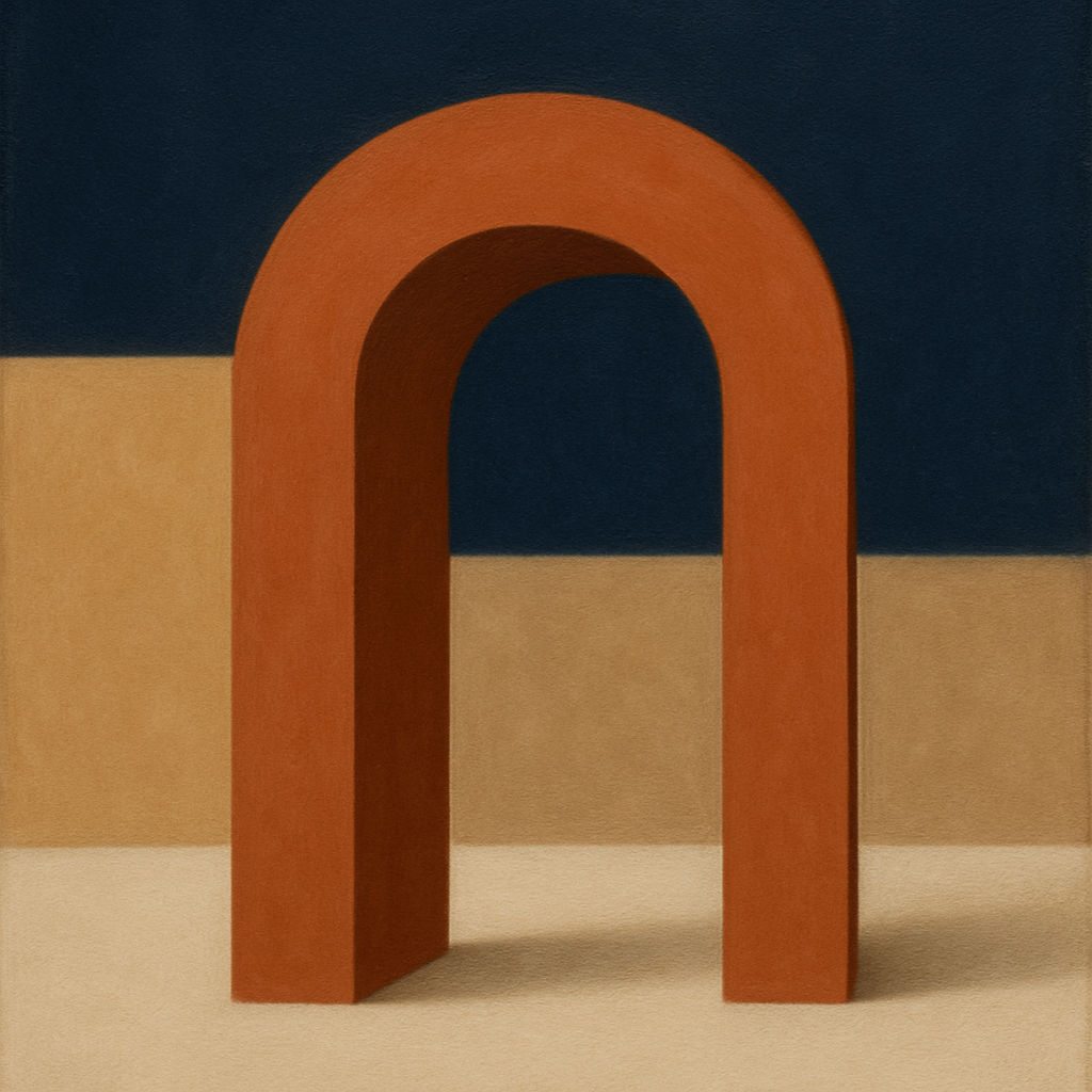 Terracotta Clay & Cream Arch No. 4 - Modern Fine Art Oil Painting - View 1