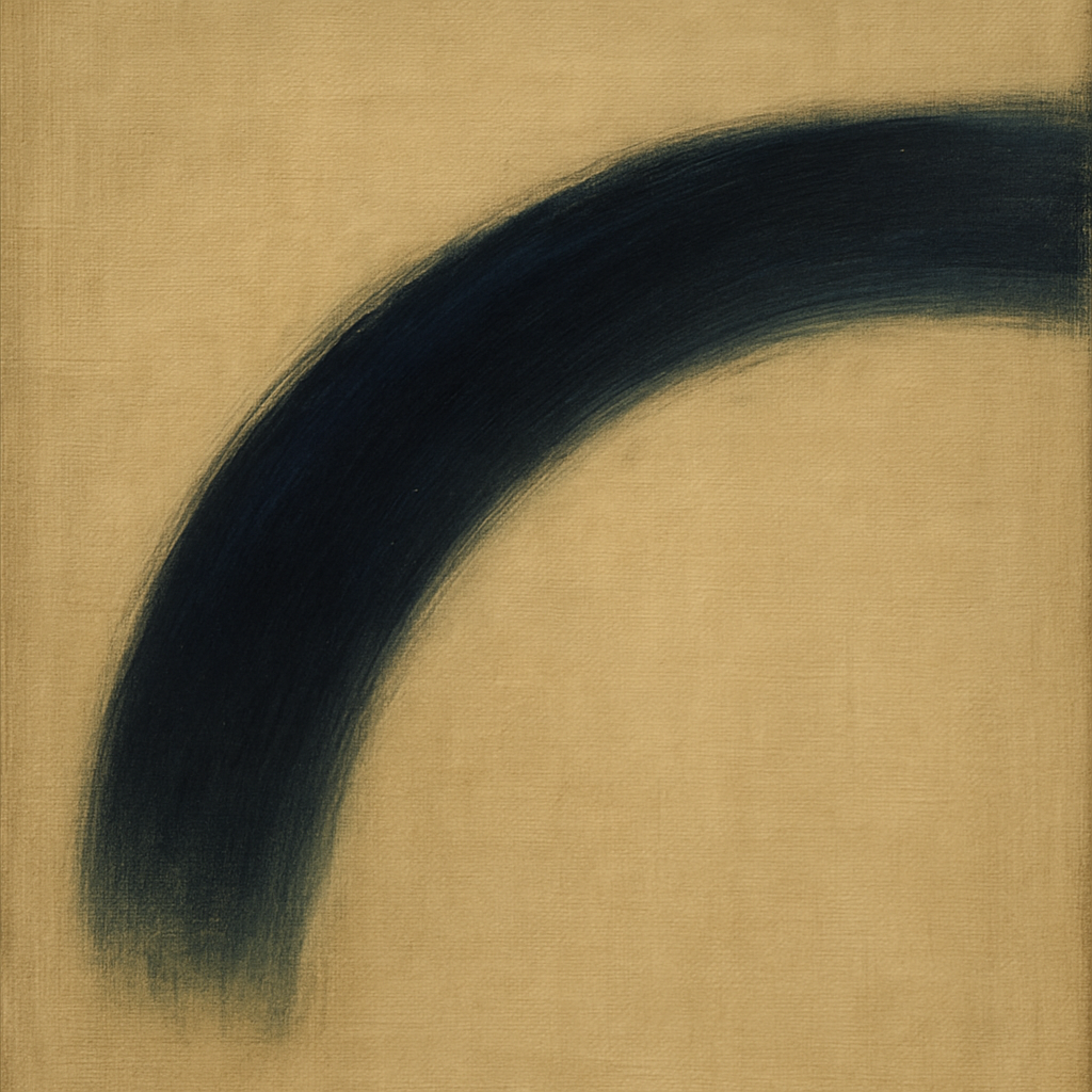 Navy Indigo & Warm Sand Sweep No. 2 - Modern Fine Art Oil Painting - View 1