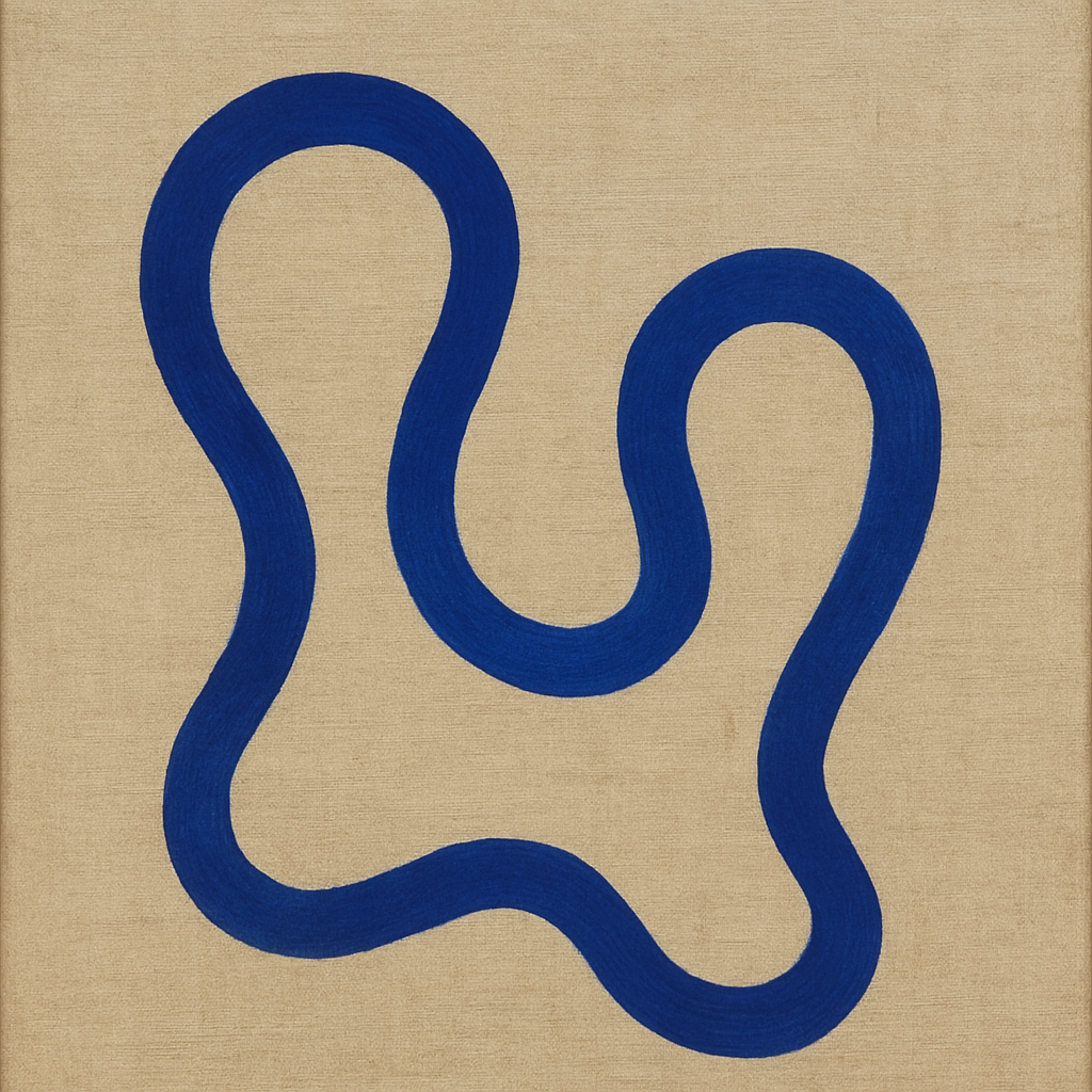 Cobalt Blue & Pale Oat Contour No. 8 - Modern Fine Art Oil Painting - View 1