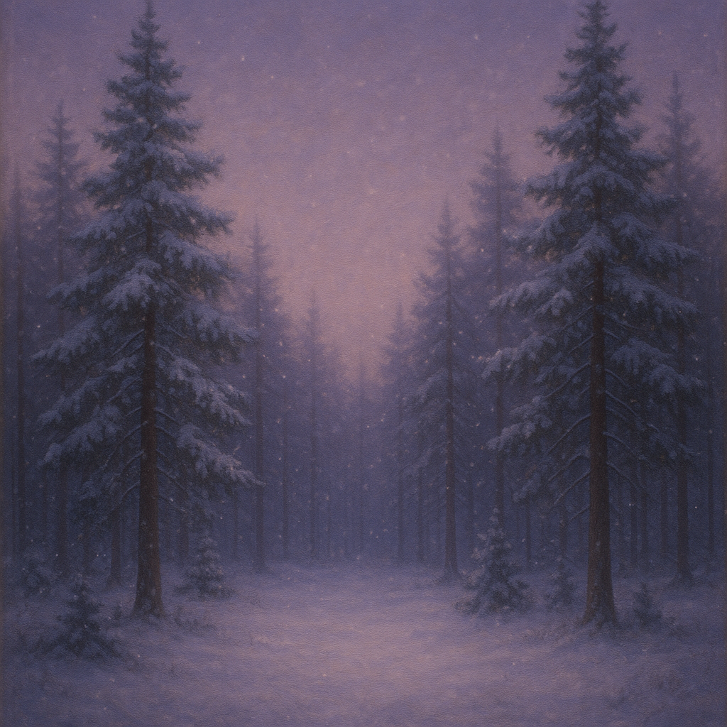 Quiet Pine Forest in Gentle Twilight Snow No. 3 Oil Painting - View 1