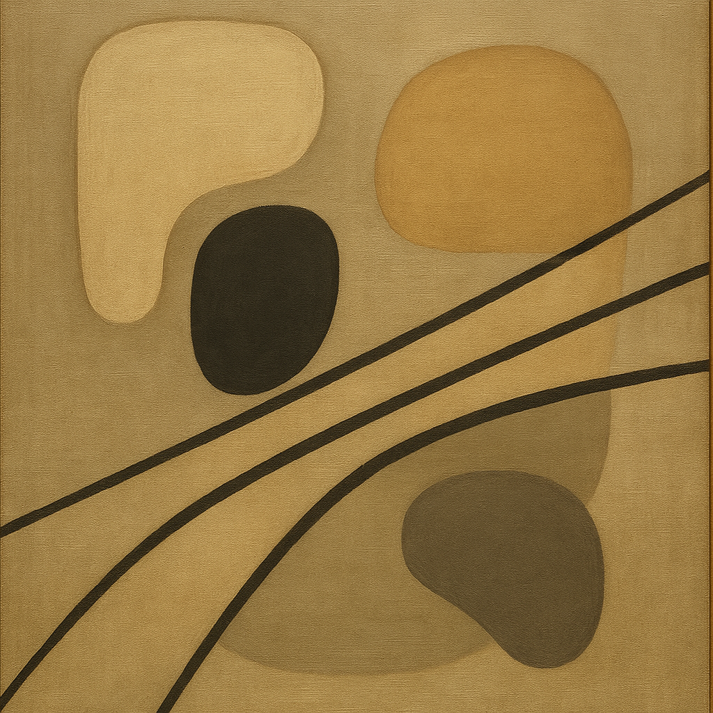 Organic Pebble Contours & Slanted Lines No. 17 Oil Painting - View 1