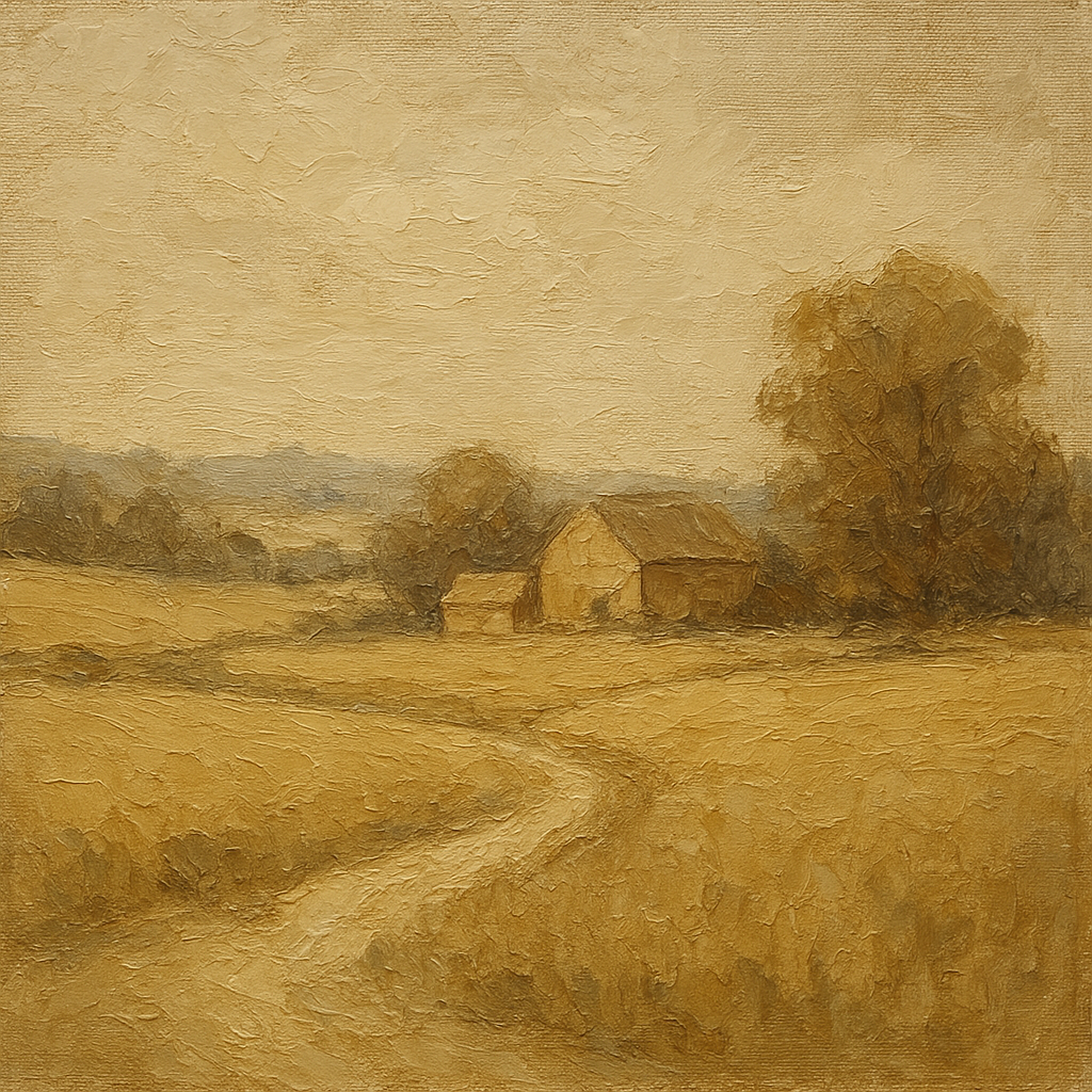 Earthy Linen Plaster Countryside Calm Oil Painting - 100% Hand-Painted Master Oil Painting