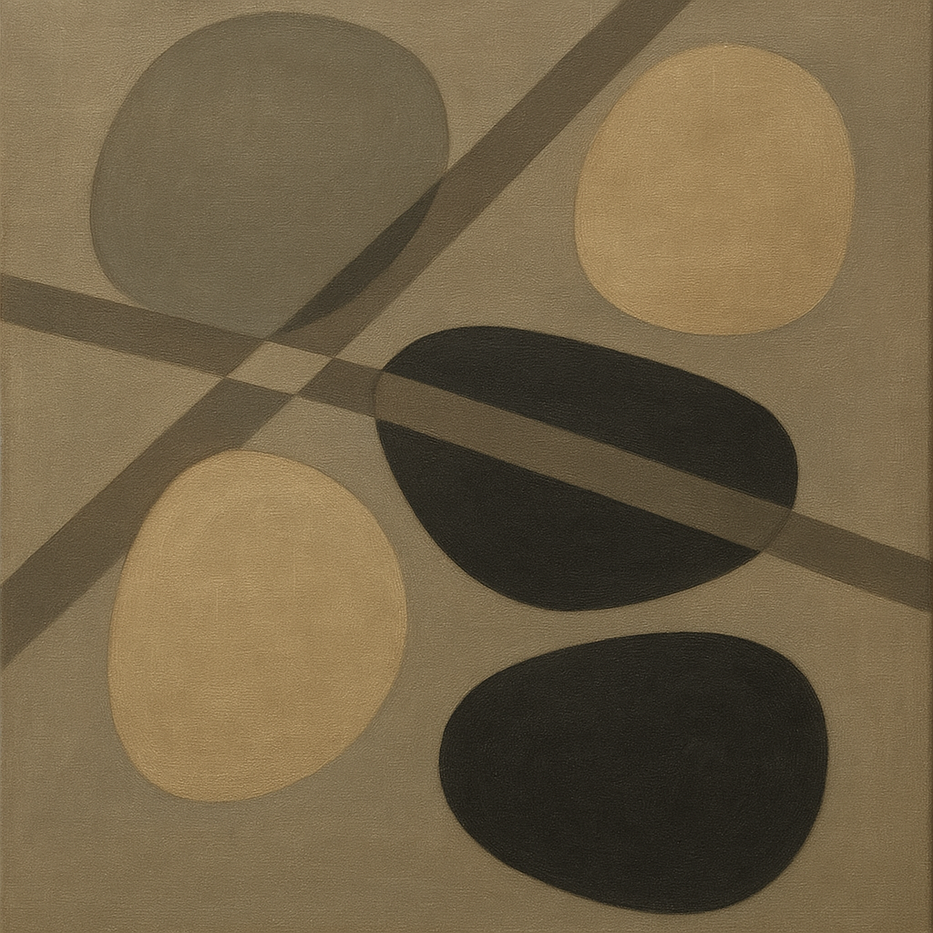 Organic Pebble Contours & Slanted Lines No. 25 Oil Painting 100% Hand Painted Oil on Belgian Linen Canvas, Original Fine Art Wall Decor