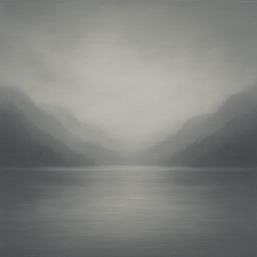 Misty Fjord Horizon in Monochromatic Slate No. 23 Oil Painting 100% Hand Painted Oil on Belgian Linen Canvas, Original Fine Art Wall Decor