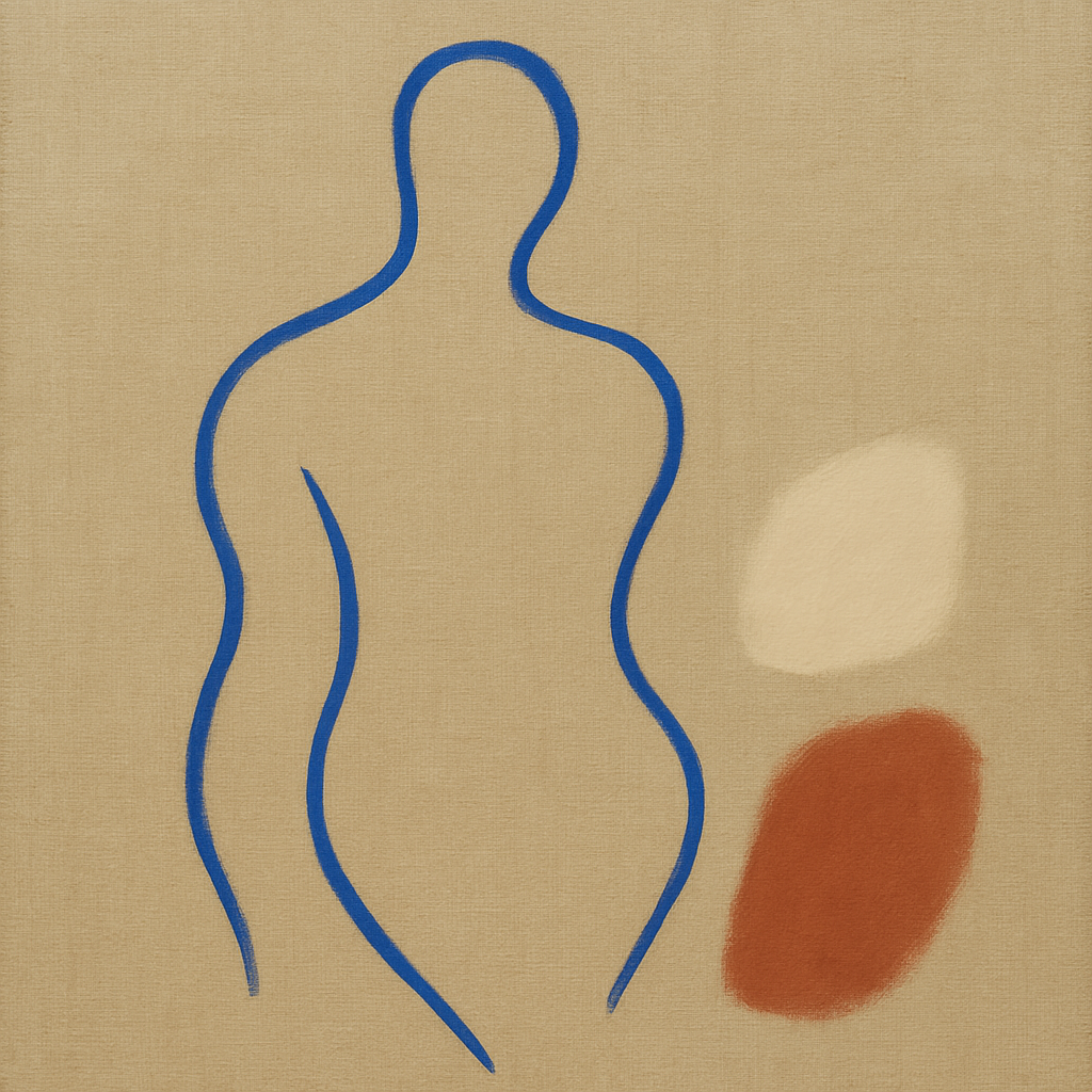 Cobalt Blue & Pale Oat Contour No. 8 - Modern Fine Art Oil Painting - View 1