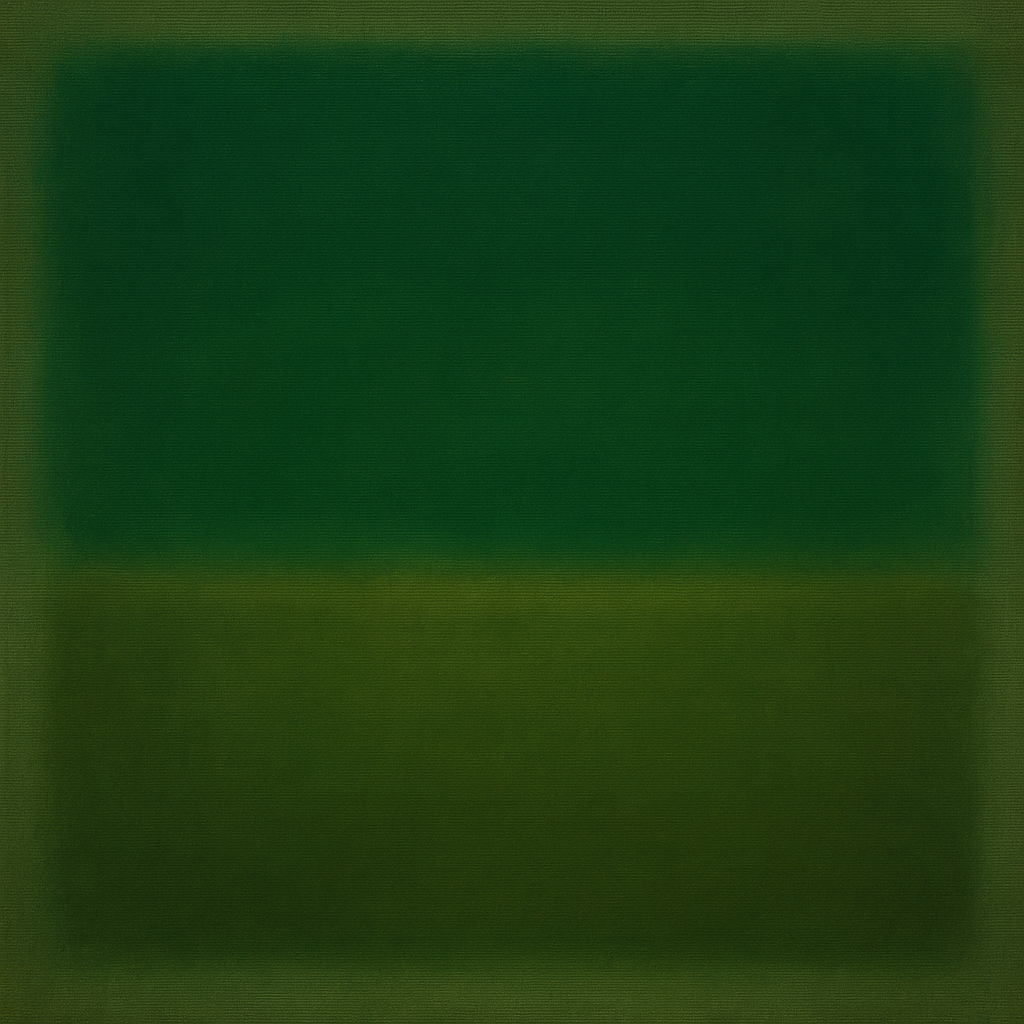 Forest Emerald & Deep Moss Contemplative Field No. 25 Oil Painting - View 1