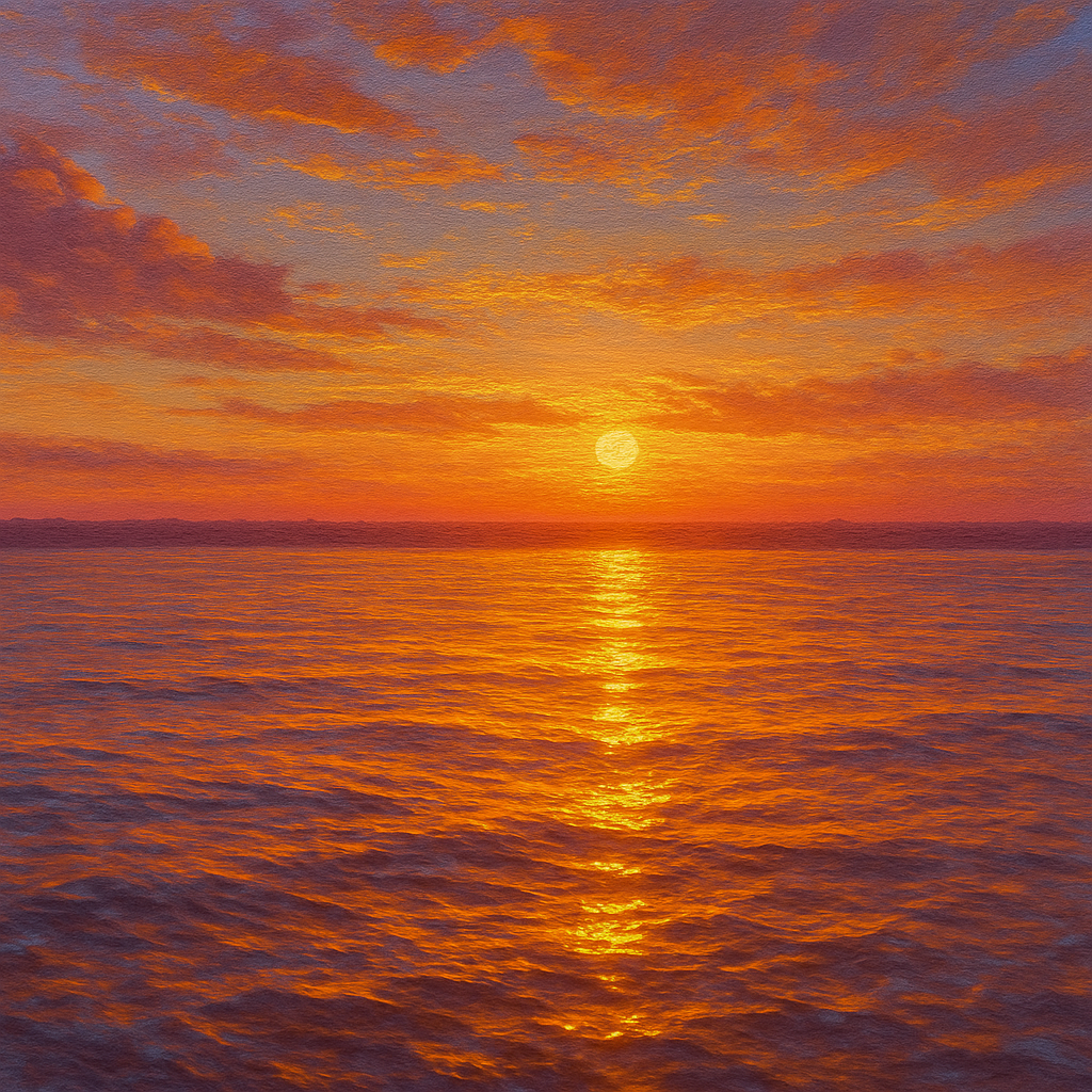 Sunset Glow on Warm Tidal Basin Waters No. 7 Fine Art Oil Painting - View 1