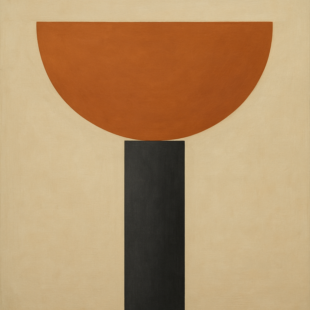 Semicircle Horizon & Minimalist Pillar No. 4 Oil Painting 100% Hand Painted Oil on Belgian Linen Canvas, Original Fine Art Wall Decor