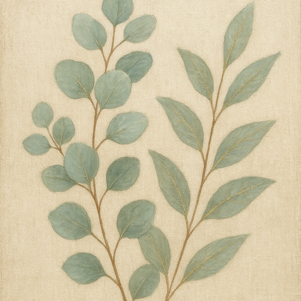 Eucalyptus Botanical Study Fine Art Oil Painting - View 1