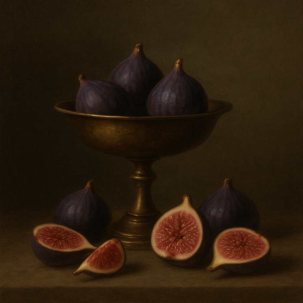 Ripe Figs & Bronze Compote Still Life No. 8 Oil Painting - View 1