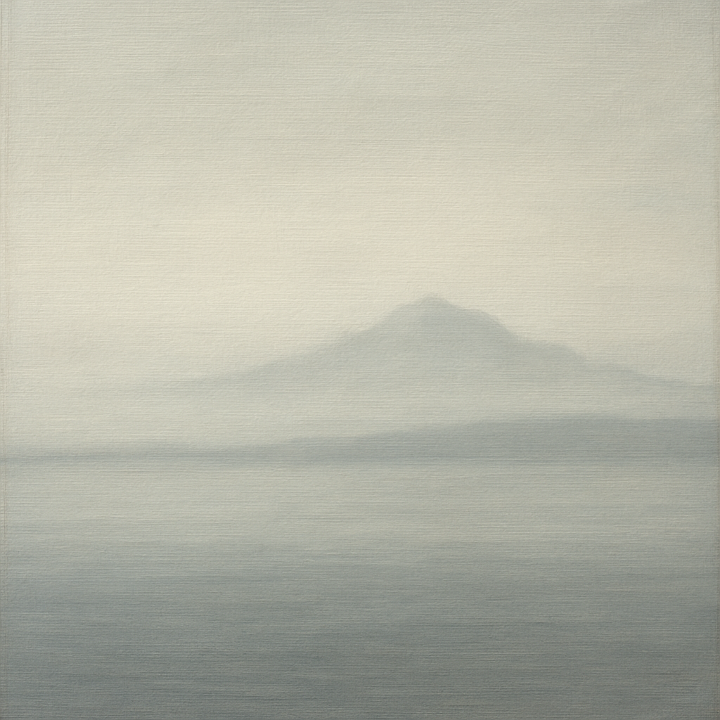 Misty Fjord & Low Clouds No. 7 - Modern Fine Art Oil Painting - View 1