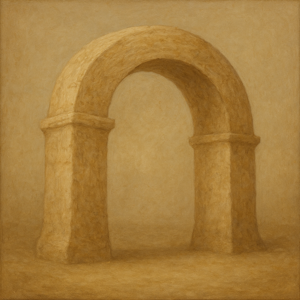 Travertine Stone Arch & Earth Tones No. 12 Oil Painting - View 1