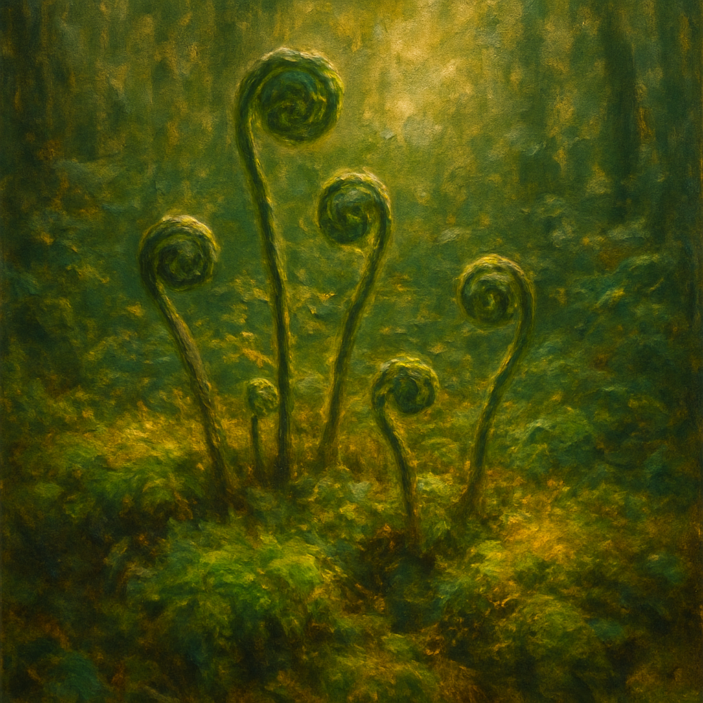 Forest Ferns & Mossy Woodland Herbarium No. 10 Fine Art Oil Painting - View 1