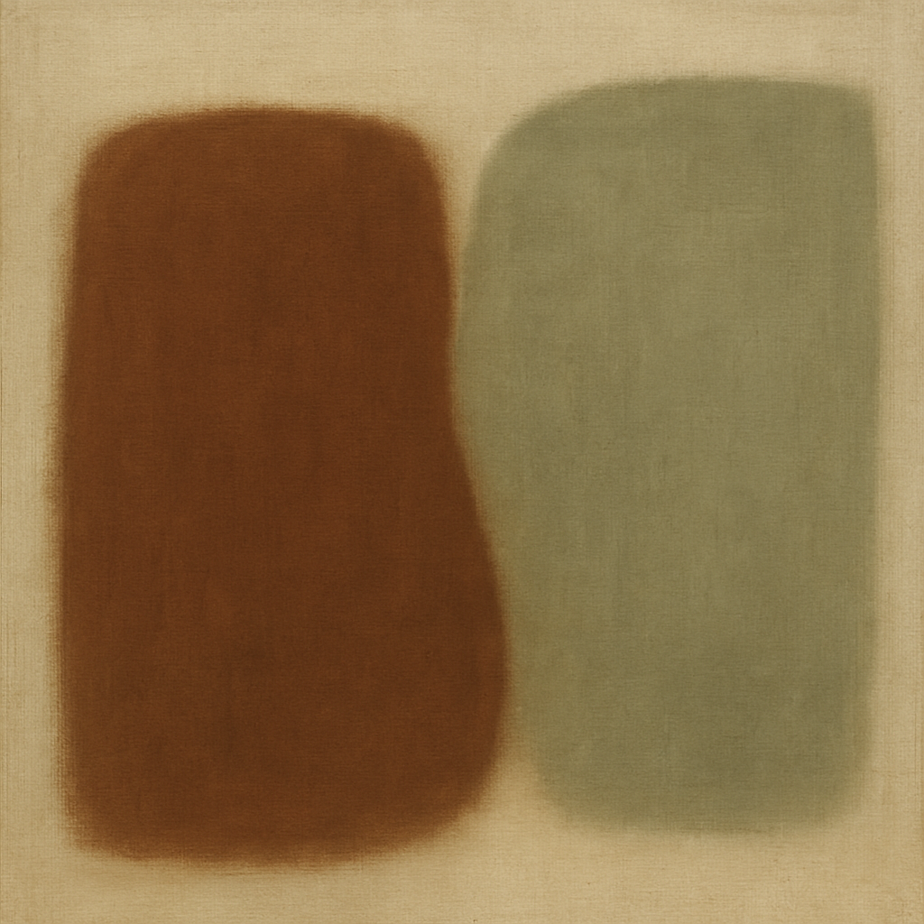 Burnt Umber & Greige Duet No. 7 - Modern Fine Art Oil Painting - View 1