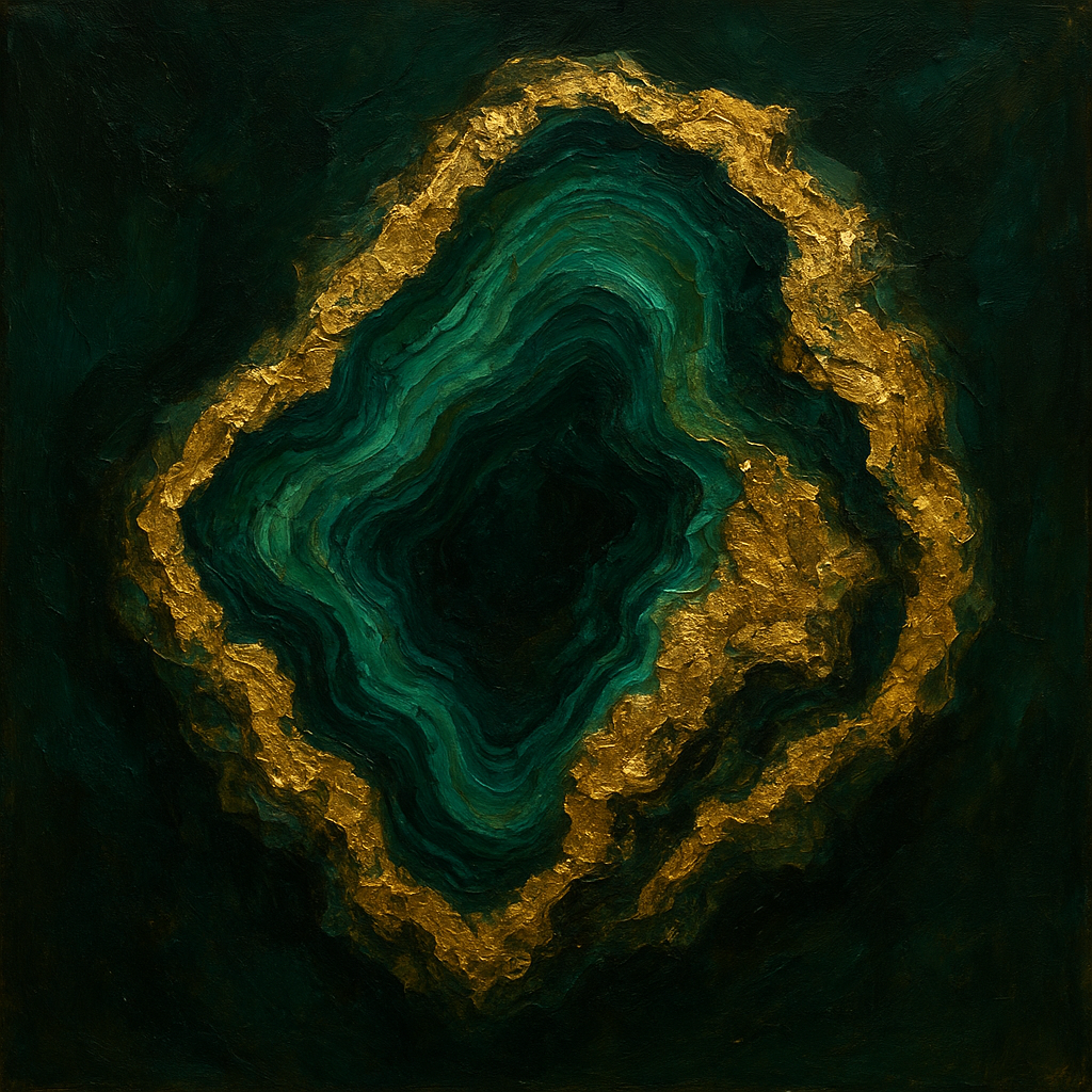 Forest Malachite & Gilded Geode No. 3 Oil Painting - 100% Hand-Painted Master Oil Painting
