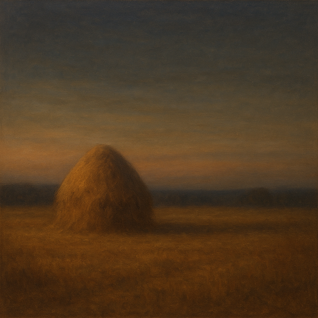 Dusk Horizon over Weathered Haystack No. 5 Oil Painting - View 1
