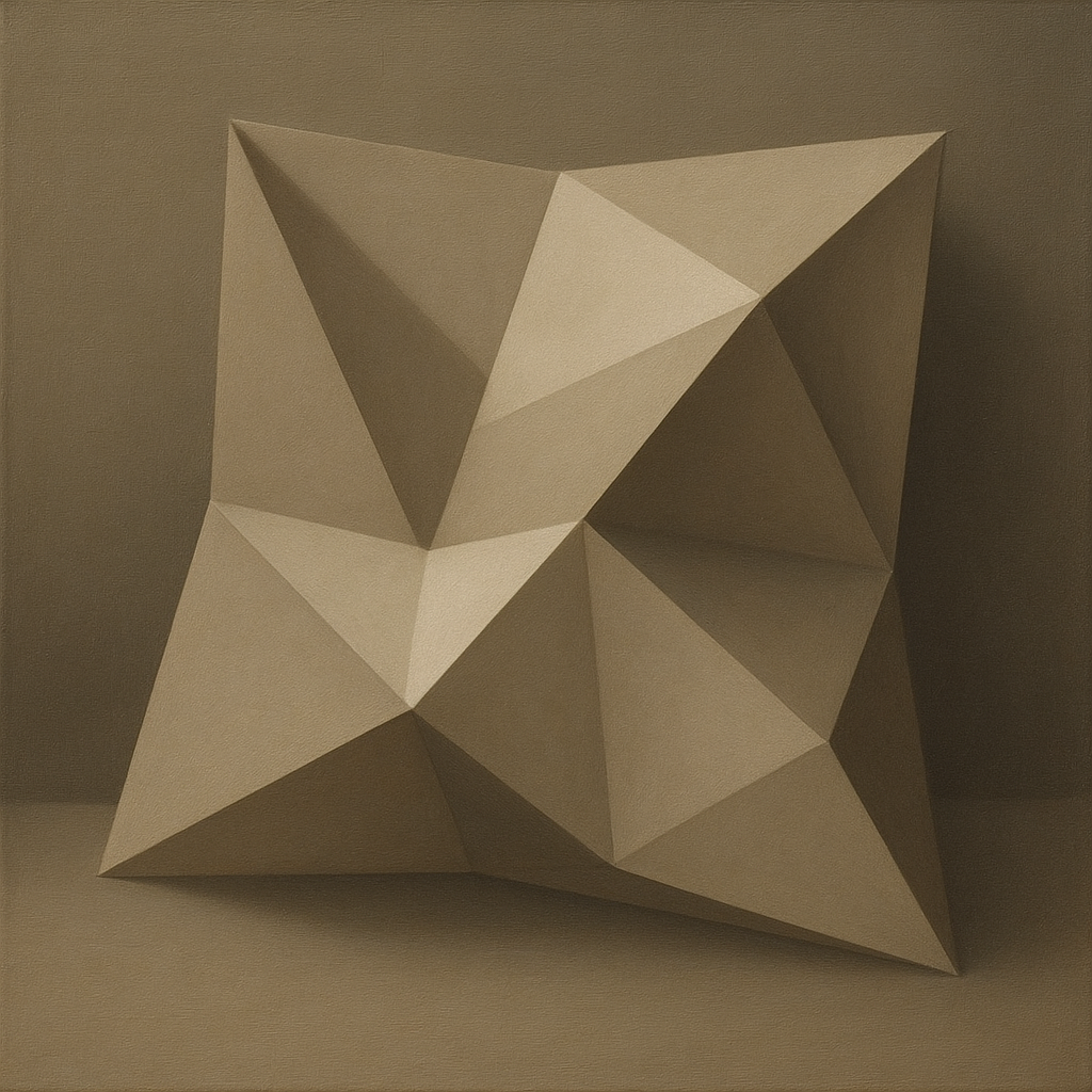 Folded Paper Geometry in Neutral Gradient Shadows No. 2 Oil Painting - View 1