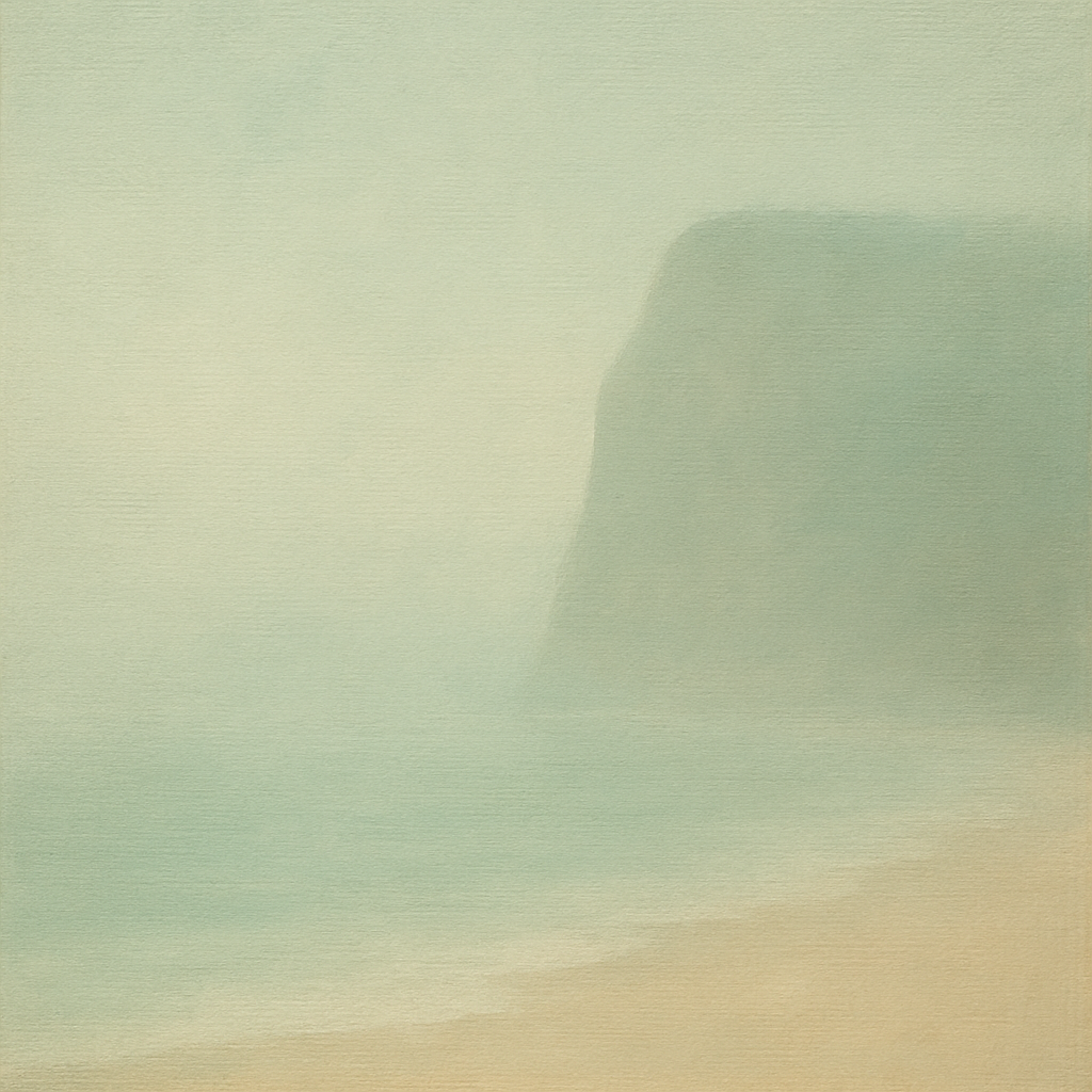 Solitary Headland in Fog No. 9 - Modern Fine Art Oil Painting - View 1