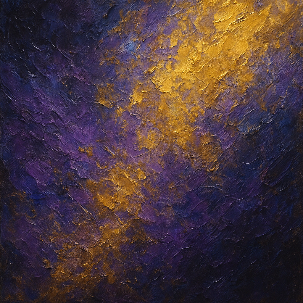 Amethyst Shadow & Celestial Gold Oil Painting - 100% Hand-Painted Master Oil Painting