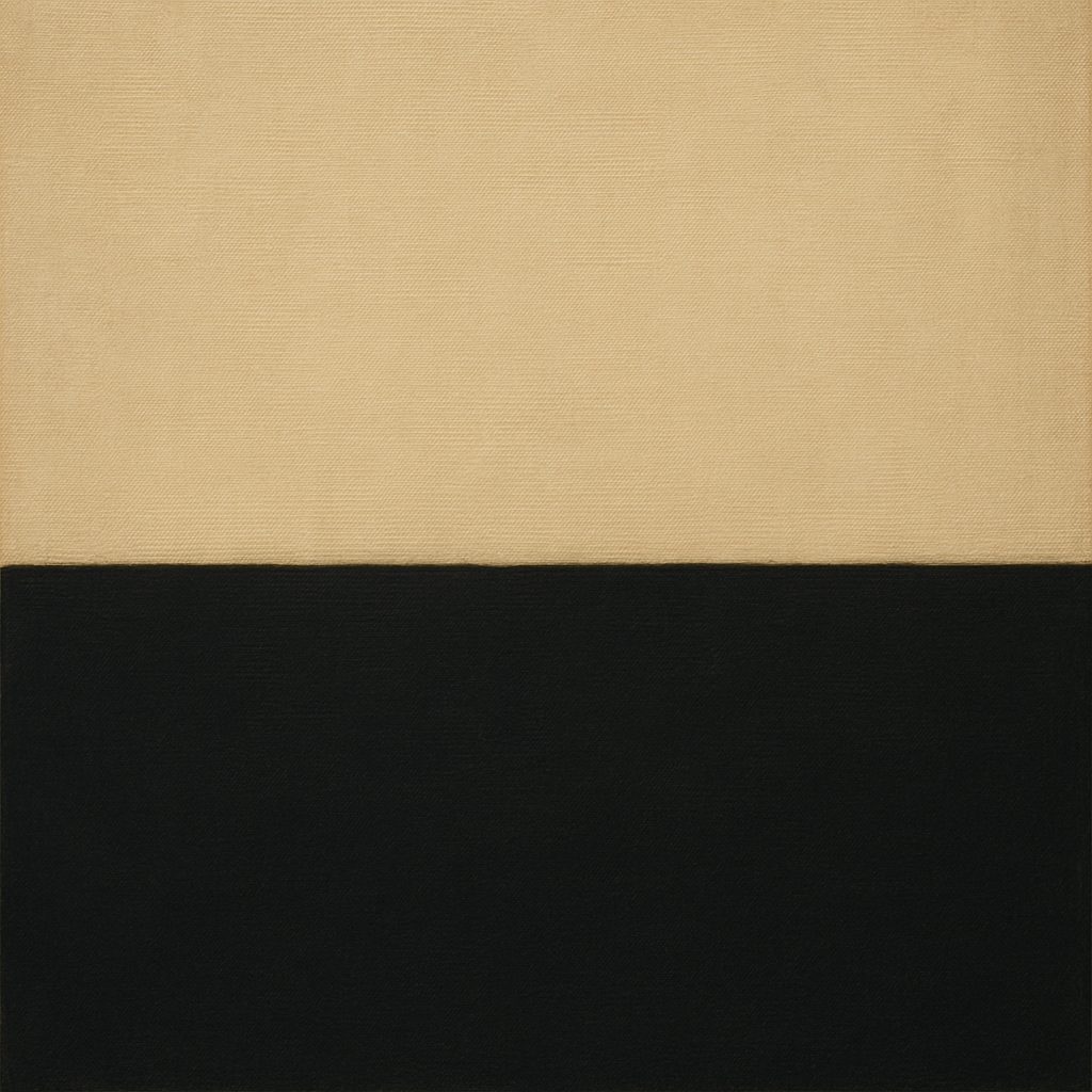 Onyx & Warm Biscuit Horizon No. 9 - Modern Fine Art Oil Painting - View 1