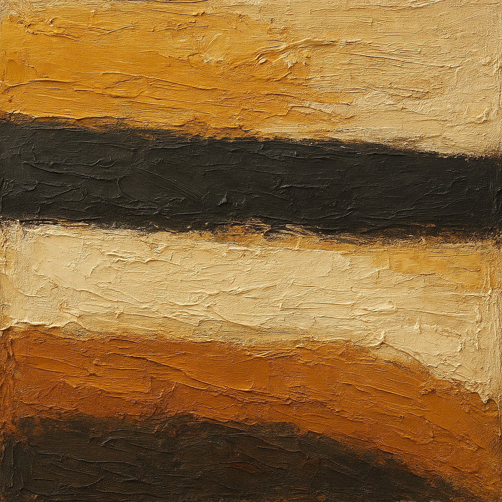 Charcoal & Ochre Horizon Wabi-Sabi Oil Painting - 100% Hand-Painted Master Oil Painting