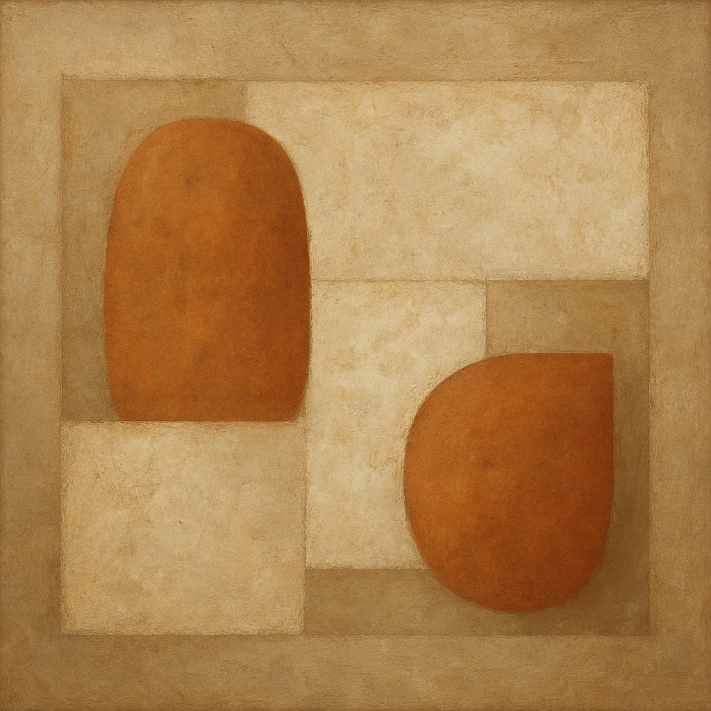 Earthy Terracotta & Weathered Plaster Wash No. 10 Oil Painting - View 1